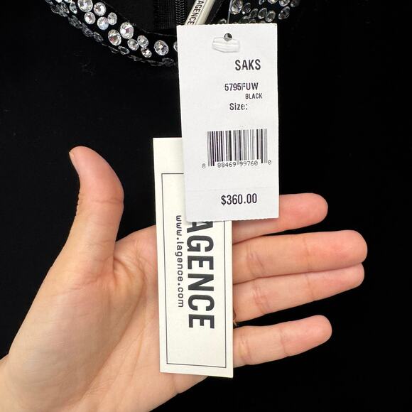 NWT L’Agence Black Madelyn Crystal-Embellished Mock Neck Sleeveless Top Small - Picture 8 of 8